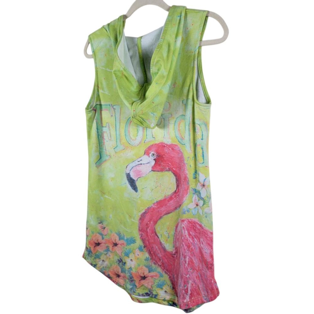 Leoma Lovegrove Womens Florida Flamingo Art Beachy Hooded Sleeveless Dress Small - Picture 6 of 9